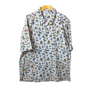 Hawaiian Mens Blue XL Camp Shirt Hipster Trendy Short Sleeve Tropical Button Up